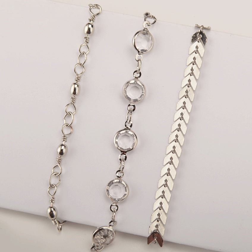 Sequined anklet arrow set with three sets of feet