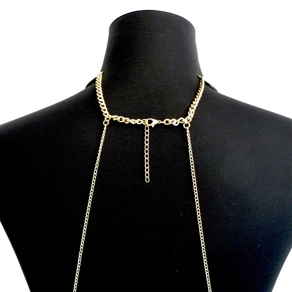Gold Metal Large Neckband Necklace Tassel Body Chains
