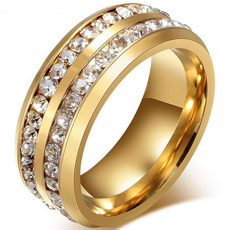 fashion titanium steel rhinestone hypoallergenic ring  jewelry