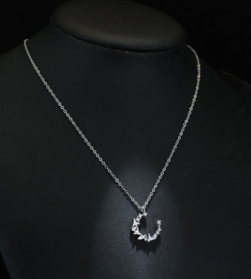 Drill Irregular Crescent Temperament Moon Clavicle Chain Female S925 Sterling Silver Necklace Wild Sterling Silver Jewelry