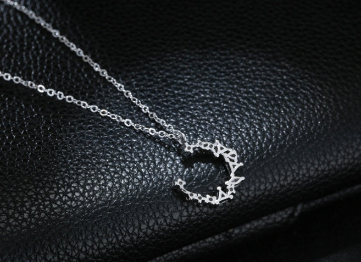 Drill Irregular Crescent Temperament Moon Clavicle Chain Female S925 Sterling Silver Necklace Wild Sterling Silver Jewelry