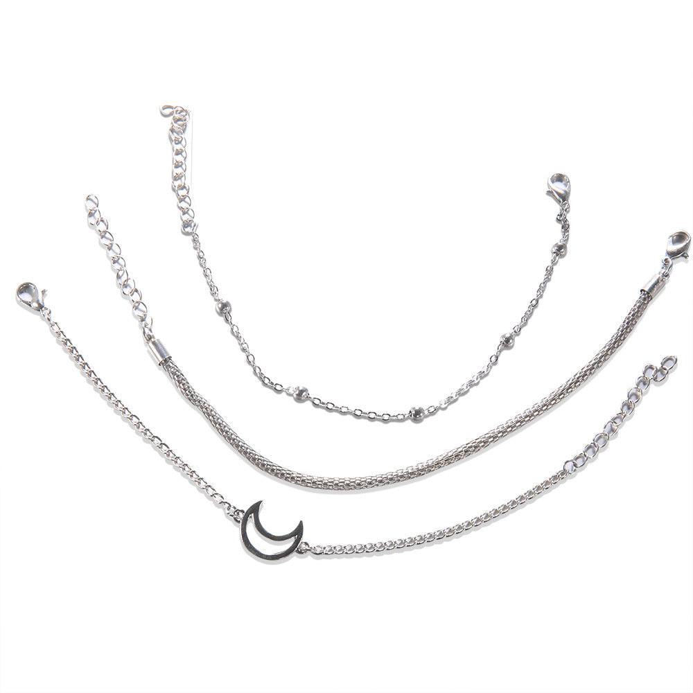 Qianraq Cross Border For Hand Anklet, Jewelry Stylish Personality Moon Bracelets Three Piece Set Of Anklet