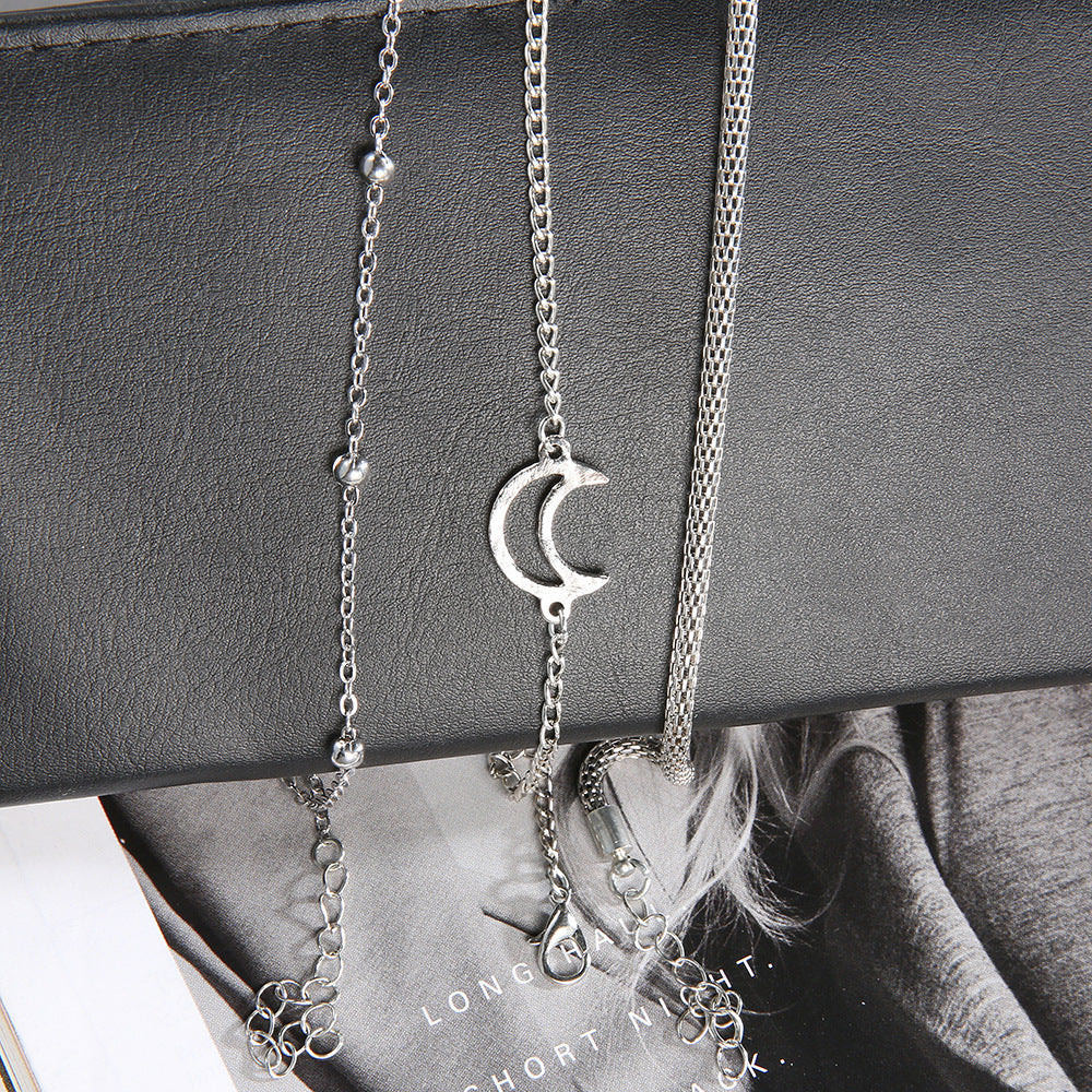 Qianraq Cross Border For Hand Anklet, Jewelry Stylish Personality Moon Bracelets Three Piece Set Of Anklet
