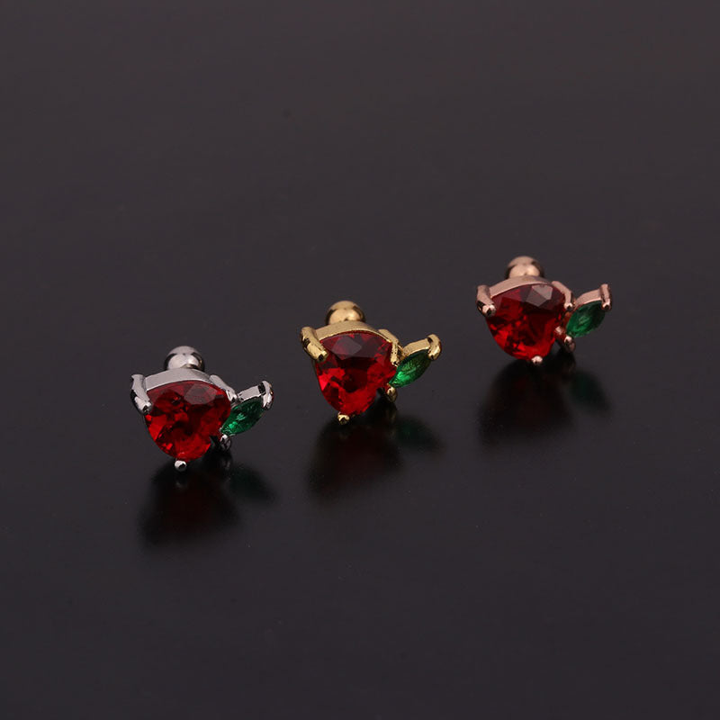Ear Cartilage Rings & Studs Fruit 316L Stainless Steel  Copper Inlaid Zircon