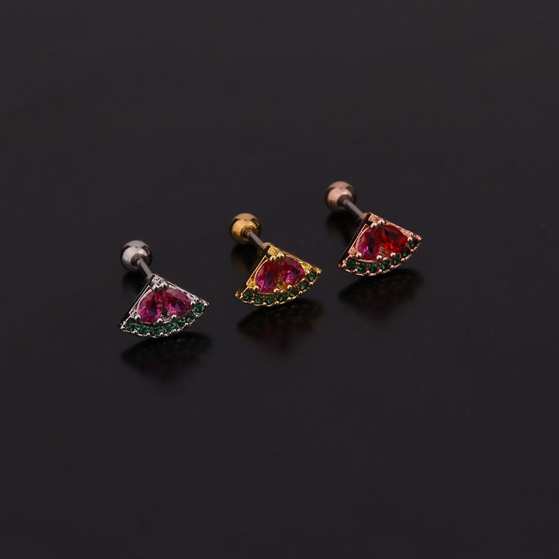 Ear Cartilage Rings & Studs Fruit 316L Stainless Steel  Copper Inlaid Zircon