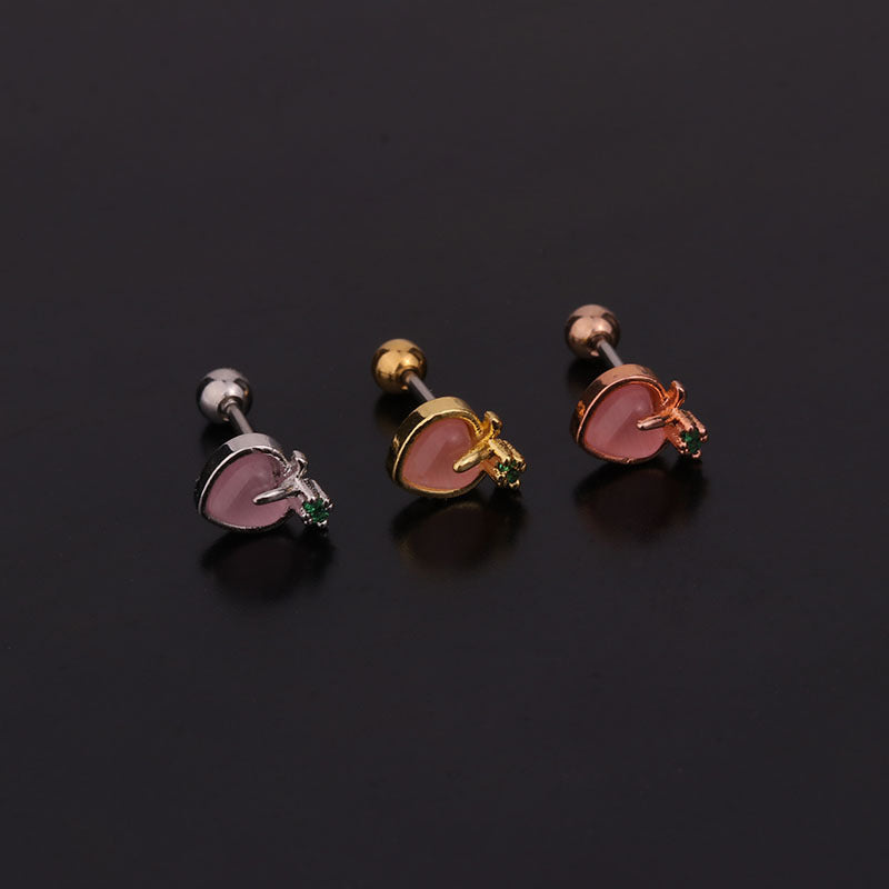 Ear Cartilage Rings & Studs Fruit 316L Stainless Steel  Copper Inlaid Zircon