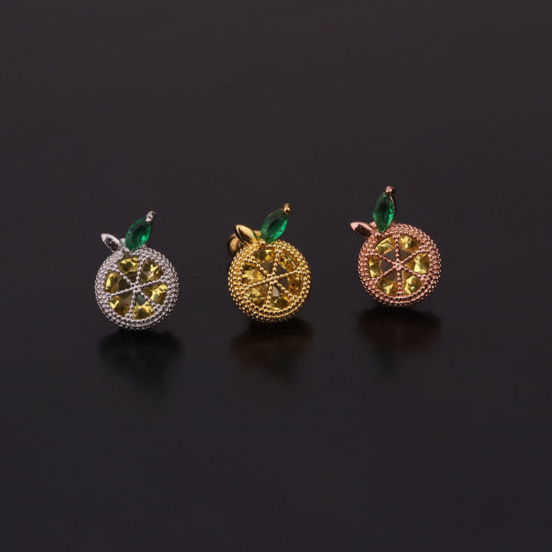 Ear Cartilage Rings & Studs Fruit 316L Stainless Steel  Copper Inlaid Zircon