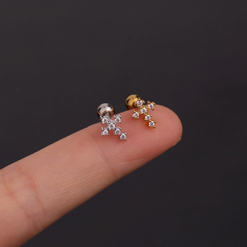 1 Piece Ear Cartilage Rings & Studs Geometric 316L Stainless Steel  Copper Inlaid Zircon
