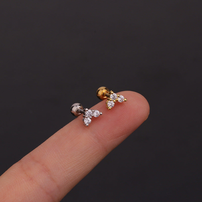 1 Piece Ear Cartilage Rings & Studs Geometric 316L Stainless Steel  Copper Inlaid Zircon