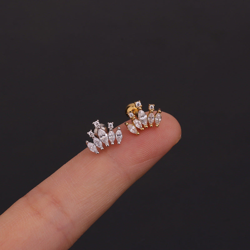 1 Piece Ear Cartilage Rings & Studs Geometric 316L Stainless Steel  Copper Inlaid Zircon