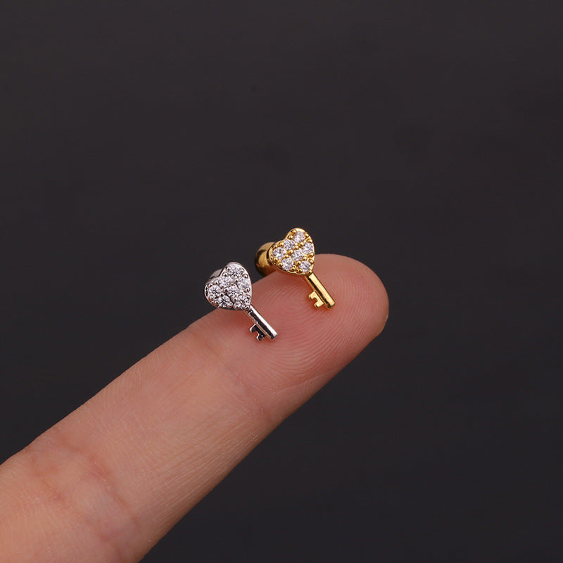 1 Piece Ear Cartilage Rings & Studs Geometric 316L Stainless Steel  Copper Inlaid Zircon