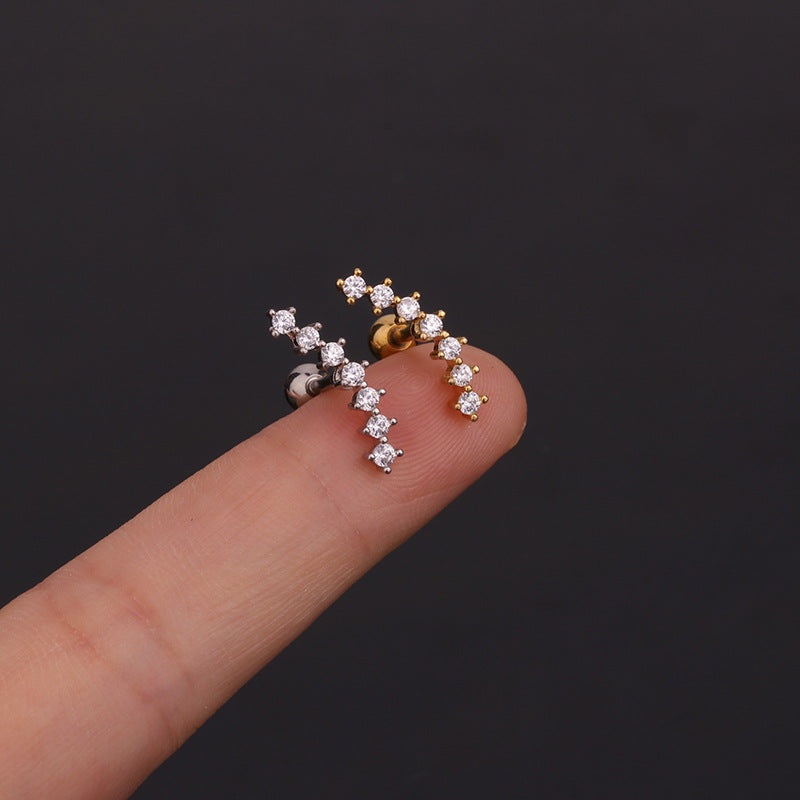1 Piece Ear Cartilage Rings & Studs Geometric 316L Stainless Steel  Copper Inlaid Zircon