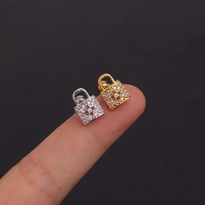 1 Piece Ear Cartilage Rings & Studs Geometric 316L Stainless Steel  Copper Inlaid Zircon