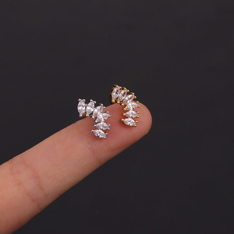 1 Piece Ear Cartilage Rings & Studs Geometric 316L Stainless Steel  Copper Inlaid Zircon