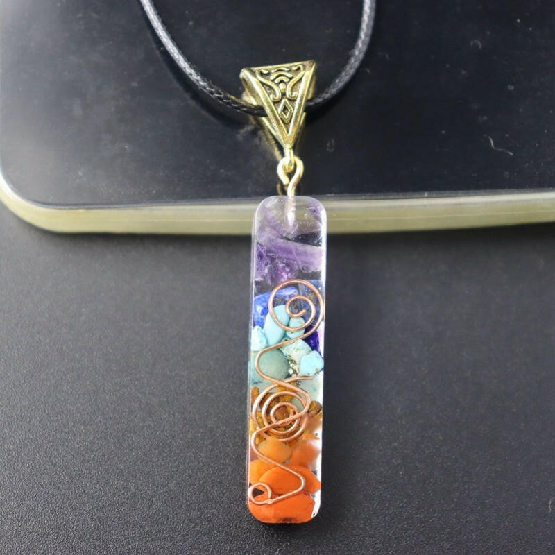 Retro Reiki Healing Energy Crystal Pendant, Natural Stone For Yoga Meditation, Spiritual 7 Chakra Jewelry Necklace Amulet