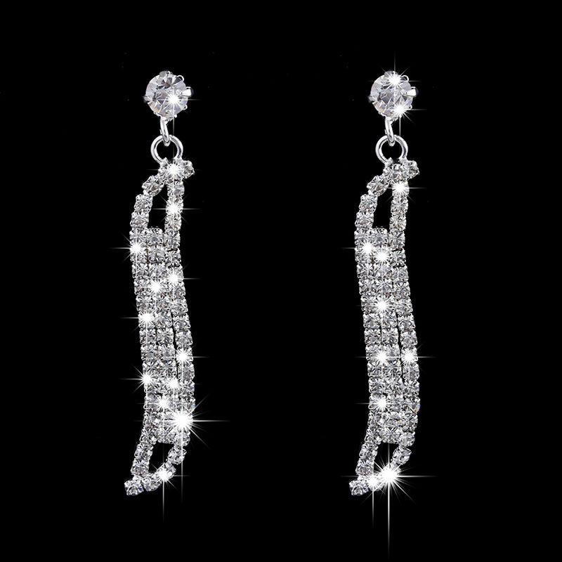 fashion geometric alloy inlay rhinestones women's earrings necklace