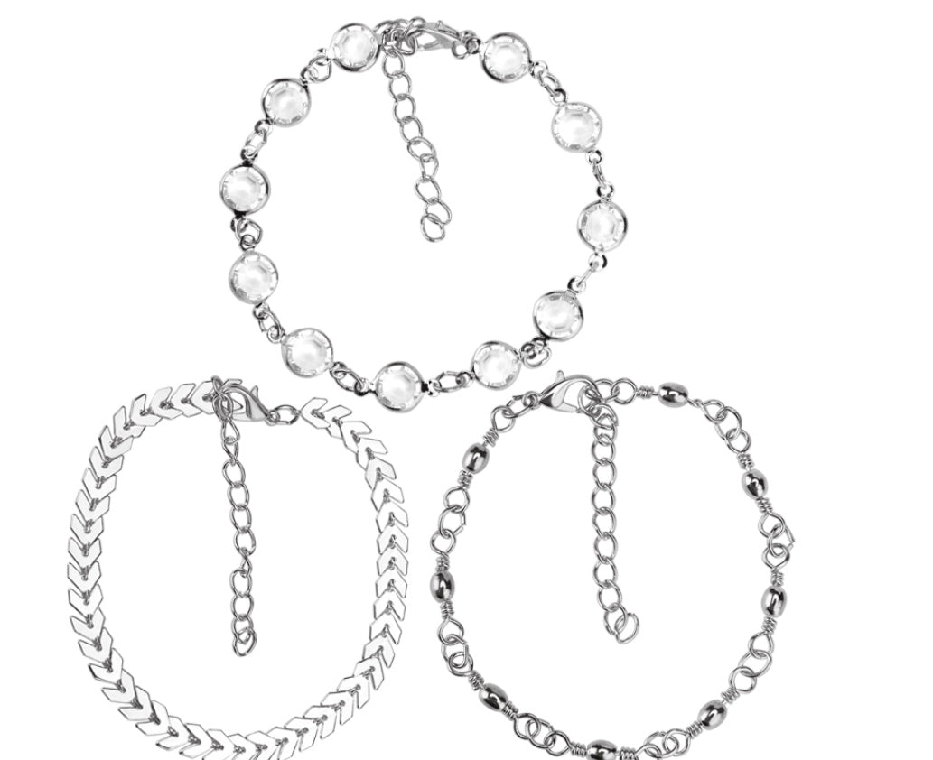 Sequined anklet arrow set with three sets of feet