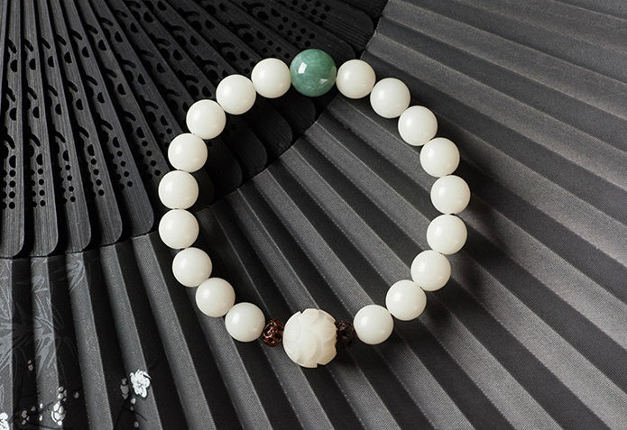 Natural white jade Bodhi bracelets beads bracelets women's simple Bodhi bracelets transfer beads
