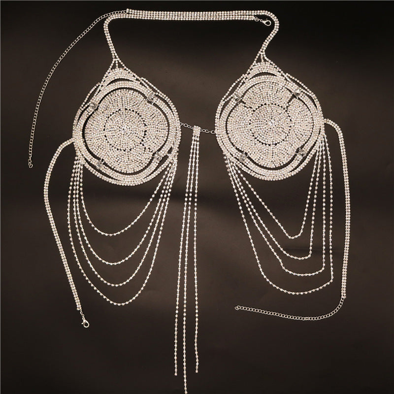 Diamond Tassel Body Chains Nightclub Bikini Chest Necklace