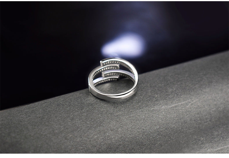 streetwear irregular copper inlay zircon open rings