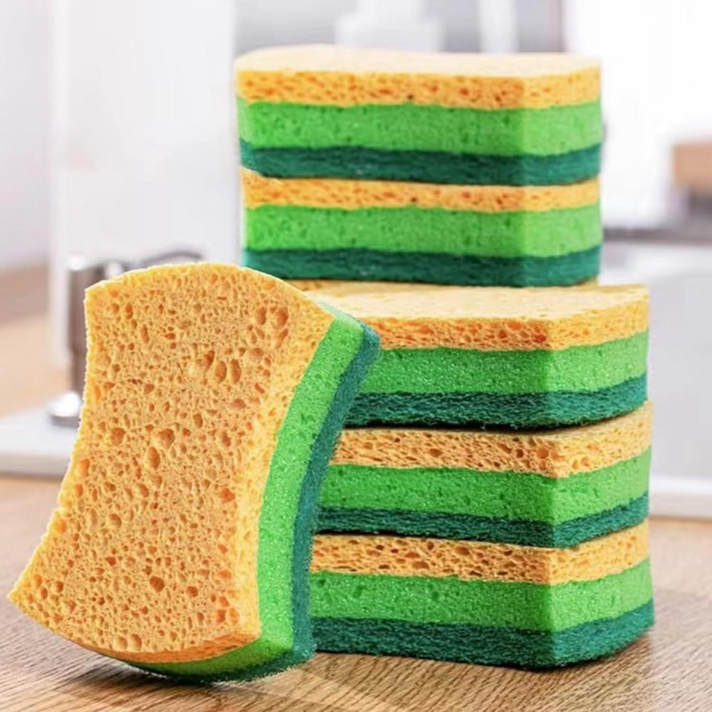 12 Pack Zero Scratch Scrub Sponges, 4 pc Pack, Wood Pulp, Cotton Layer, Non-Scratch Kitchen Sponges For Dishes And Cleaning