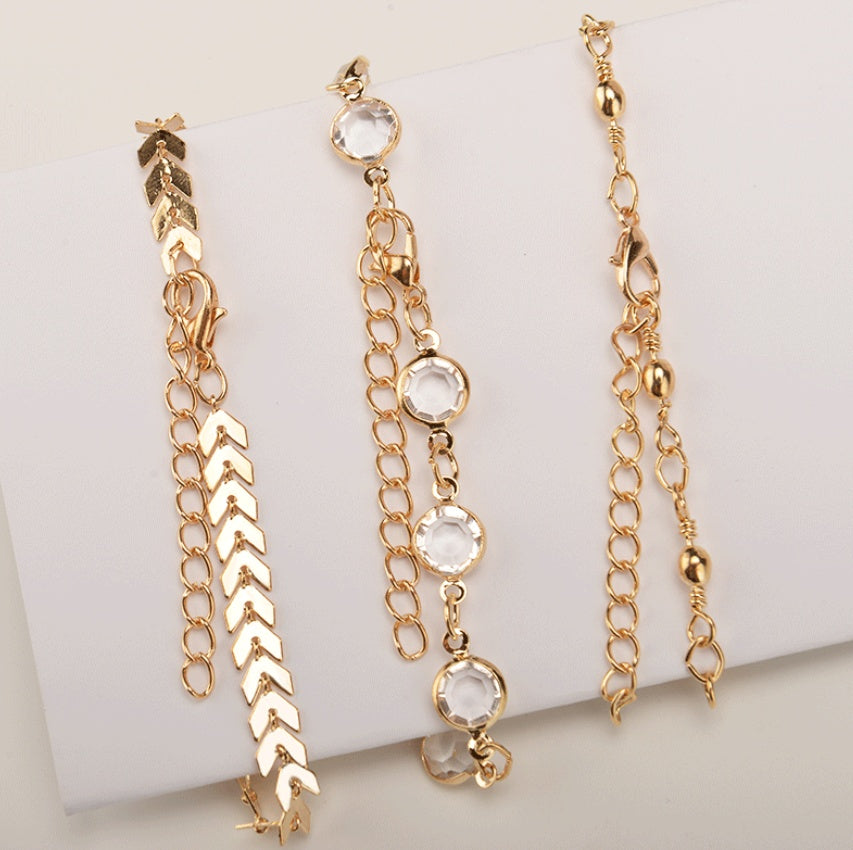 Sequined anklet arrow set with three sets of feet