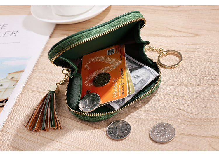 women's solid color pu leather zipper coin purses