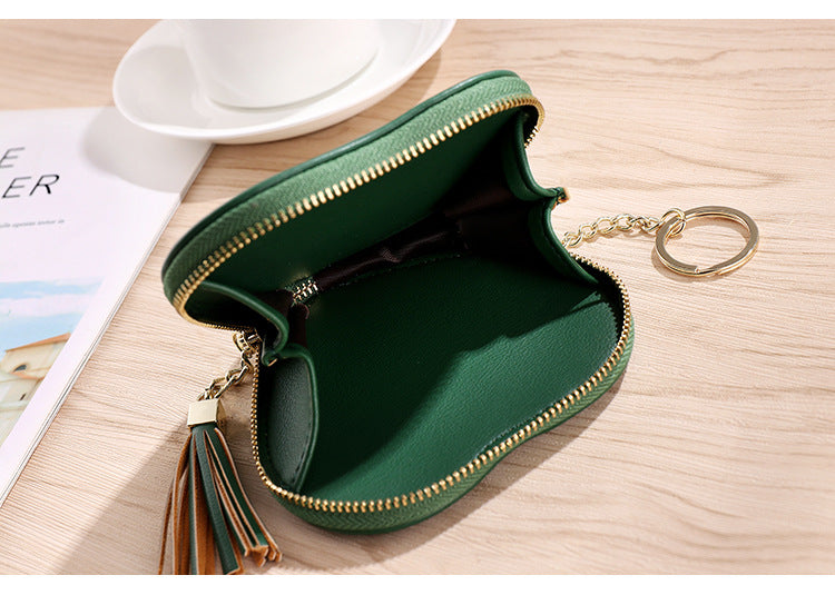 women's solid color pu leather zipper coin purses