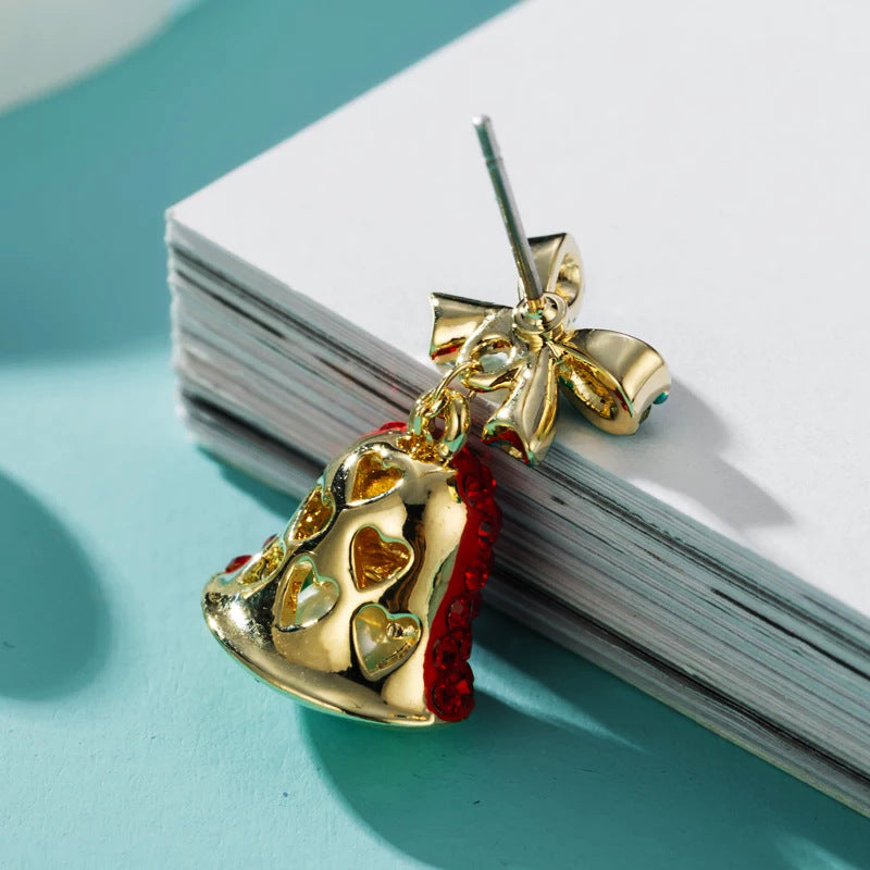 jewelry cute bow knot bell alloy rhinestones enamel plating inlay drop earrings