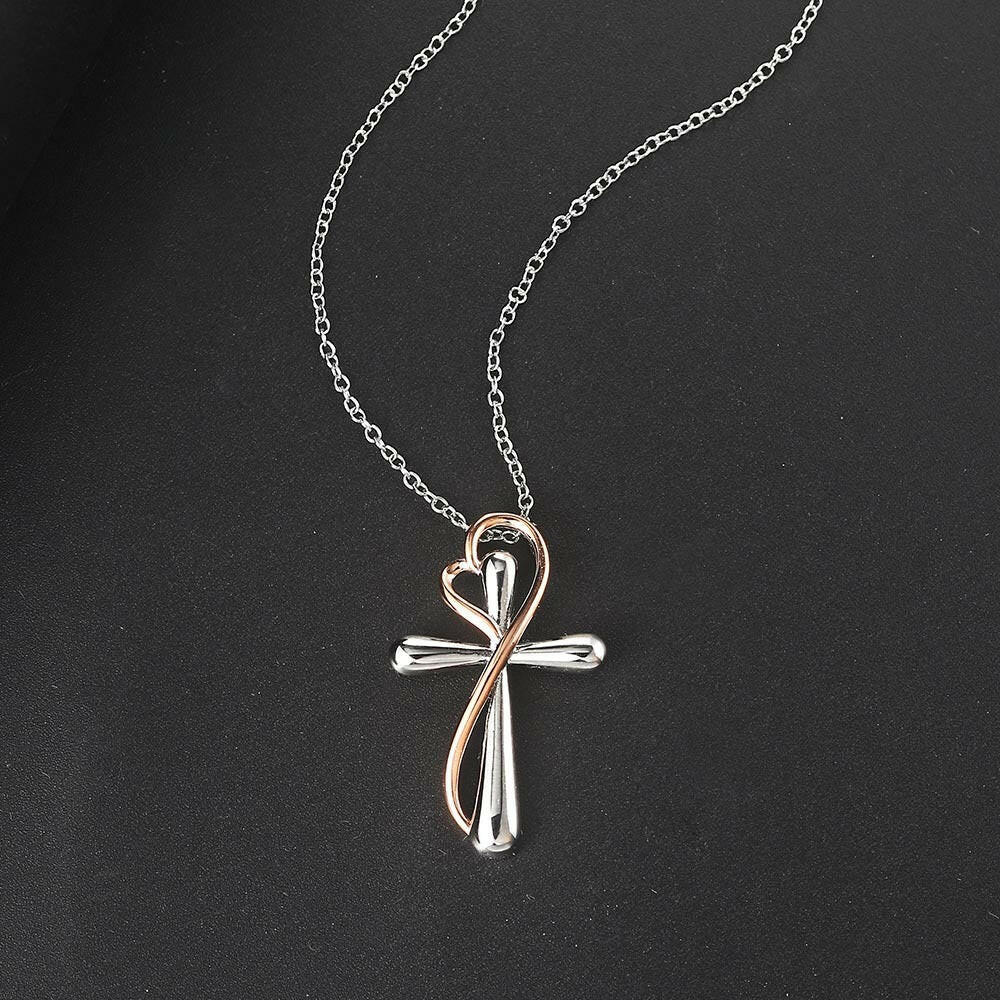 Heart-shaped Cross Necklace, Simple Color, Electroplating