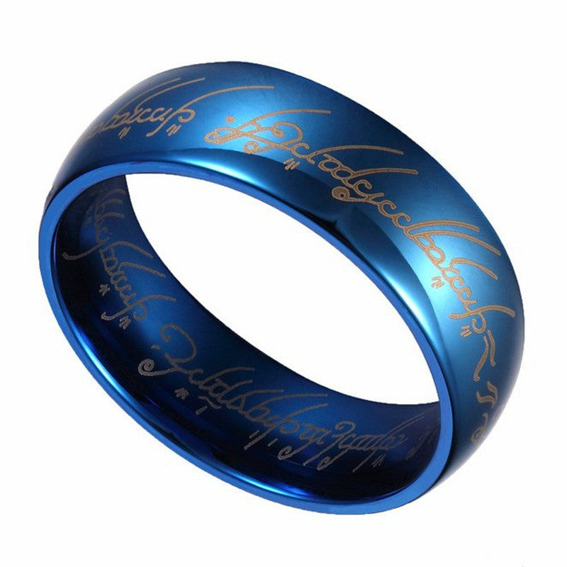 Tungsten Gold Ring 8mm Blue Magic Ring All-match Tungsten Steel Men's Ring