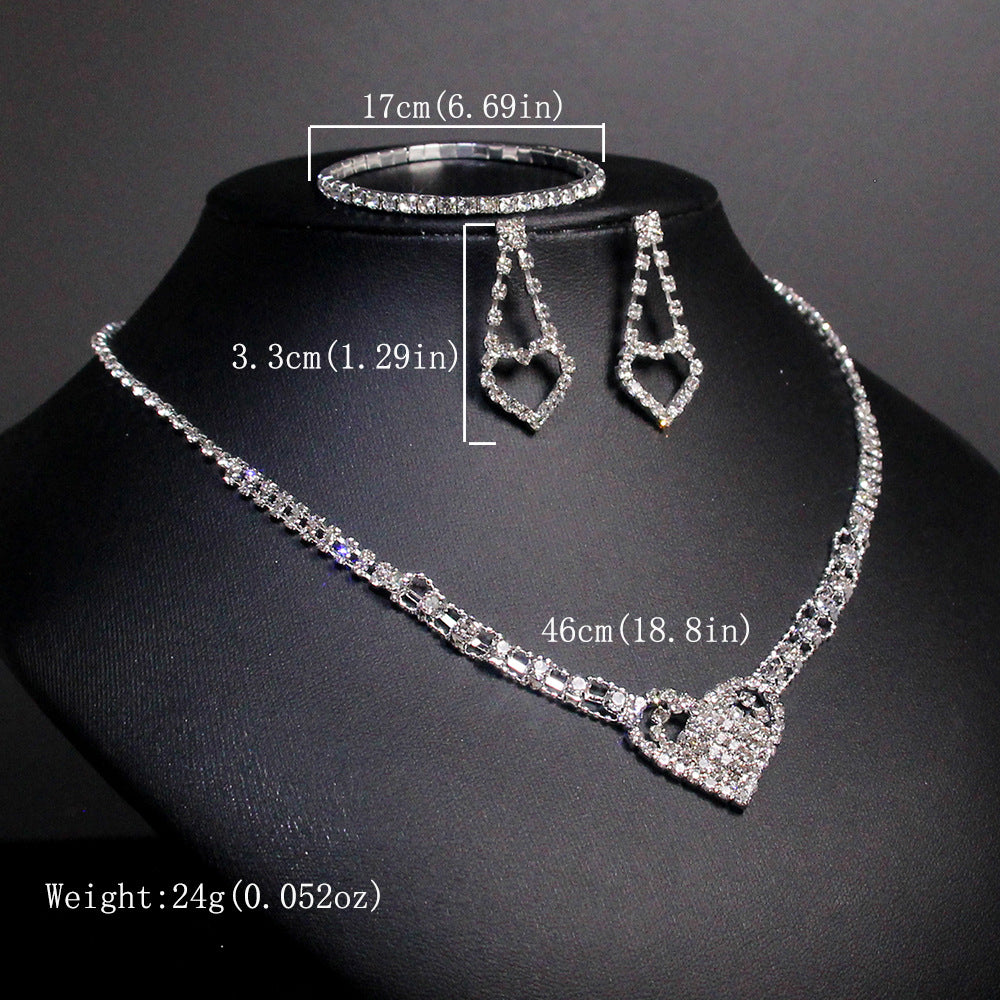 Elegant Lady Streetwear Water Droplets Tassel Heart Shape Copper Alloy Plating Inlay Rhinestones Zircon Women's Earrings Necklace Jewelry Set