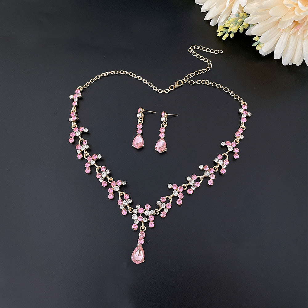 Simple Style Heart Shape Zinc alloy Inlay Artificial Crystal Women'S Jewelry Set