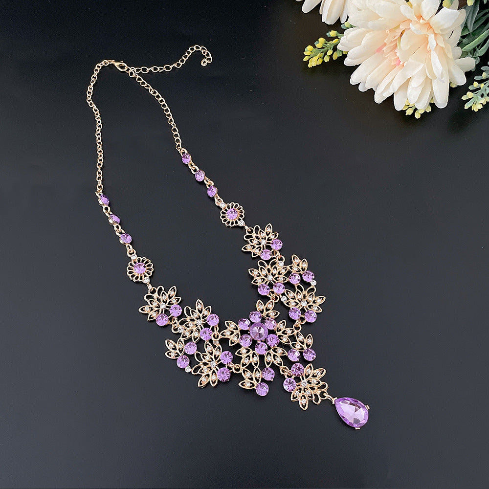 Simple Style Heart Shape Zinc alloy Inlay Artificial Crystal Women'S Jewelry Set