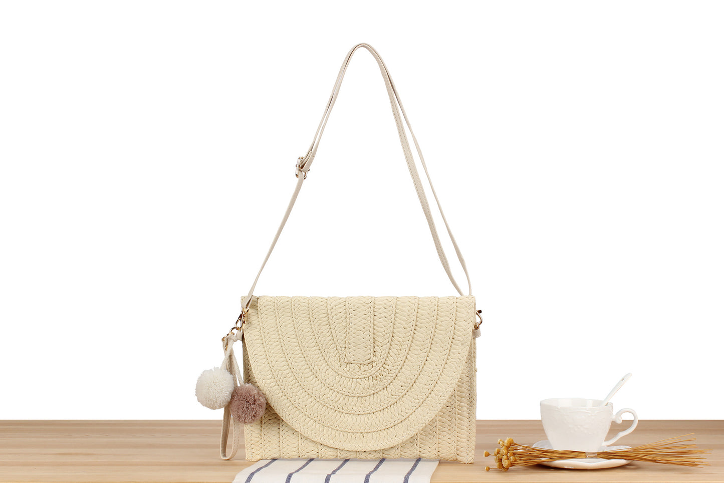 Women's Basic Beach Solid Color Paper string Shopping bags