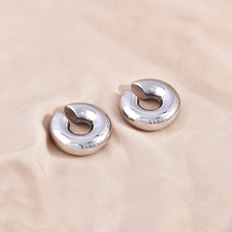 1 Piece Simple Style Solid Color Plating Stainless Steel Ear Cuffs