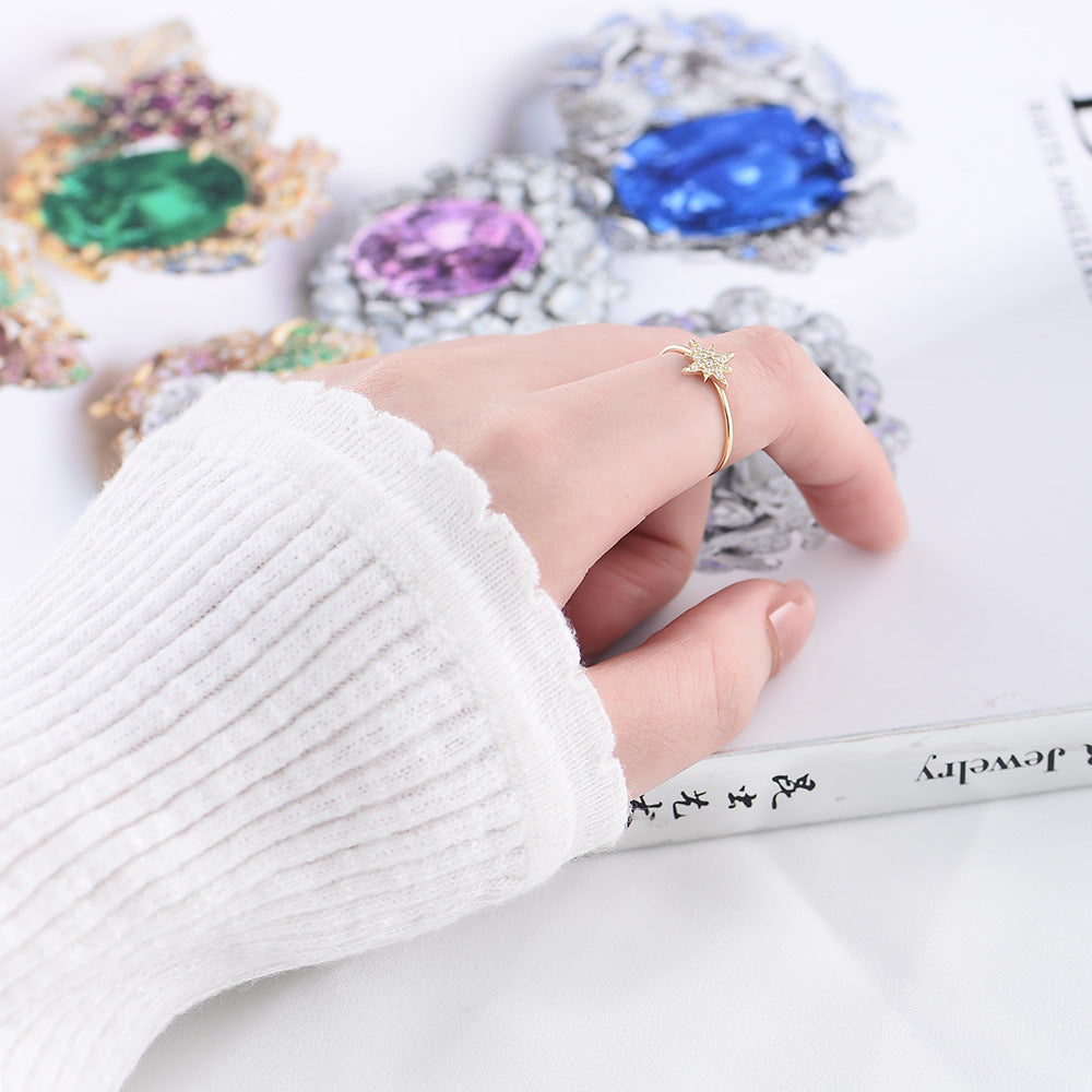 925 Sterling Silver Zircon Star Rings