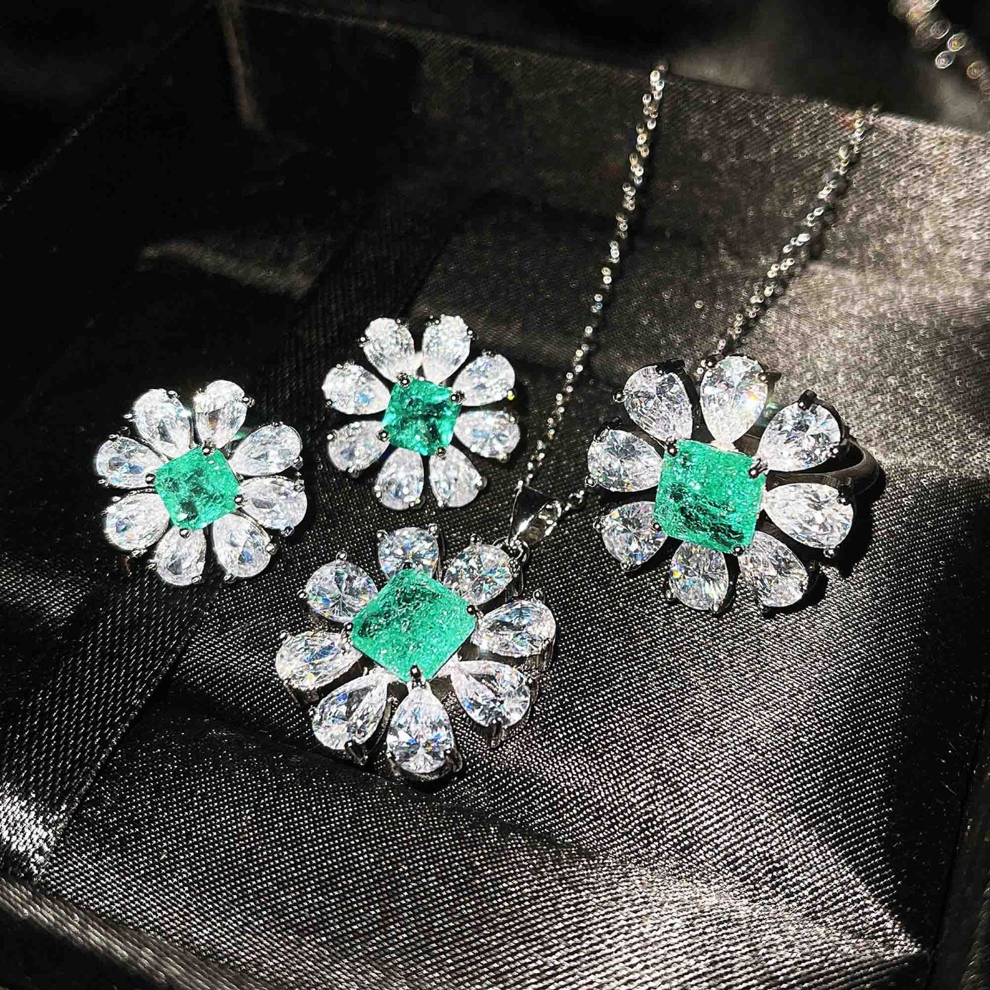 Copper Flower Gem Crystal Jewelry Sets