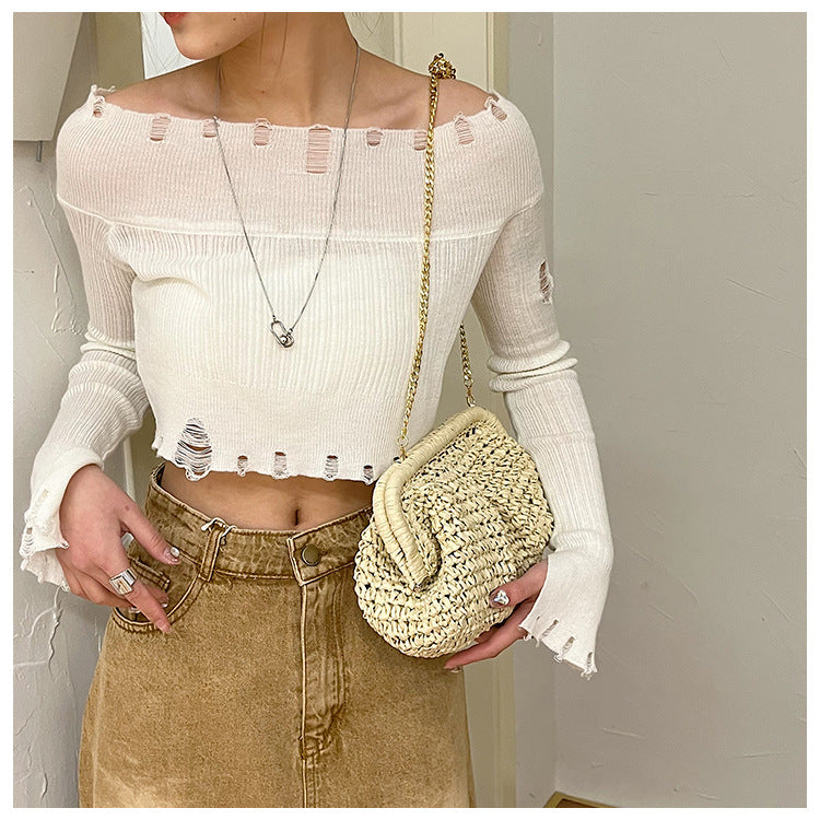 women's all seasons polyester vintage style straw bag
