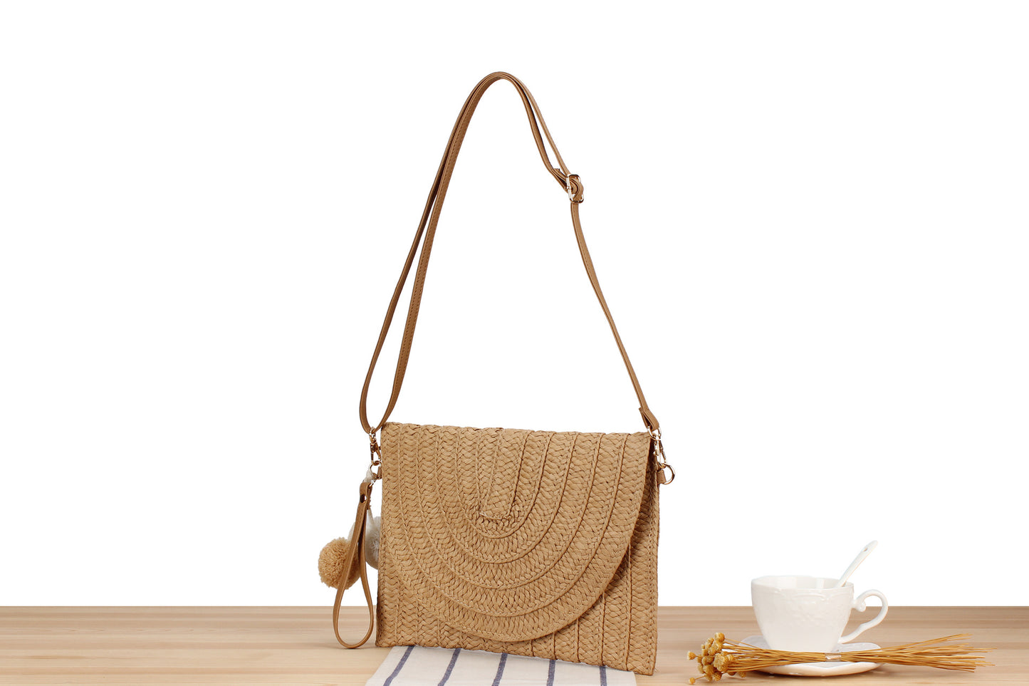 Women's Basic Beach Solid Color Paper string Shopping bags