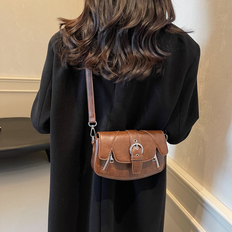Women's Medium Pu Leather Solid Color Vacation Classic Style Square Magnetic Buckle Shoulder Bag