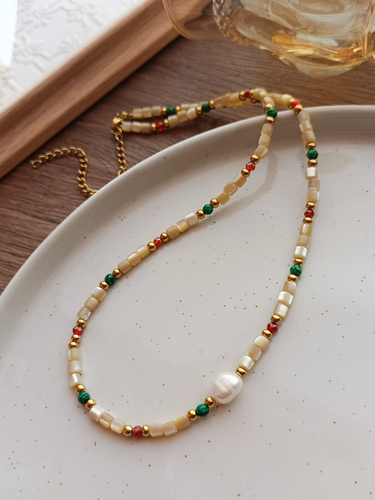 natural stone Freshwater Pearl Simple Style Beaded Geometric Necklace