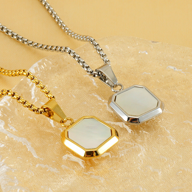 304 Stainless Steel Casual Simple Style Plating Geometric Natural Stone Pendant Necklace