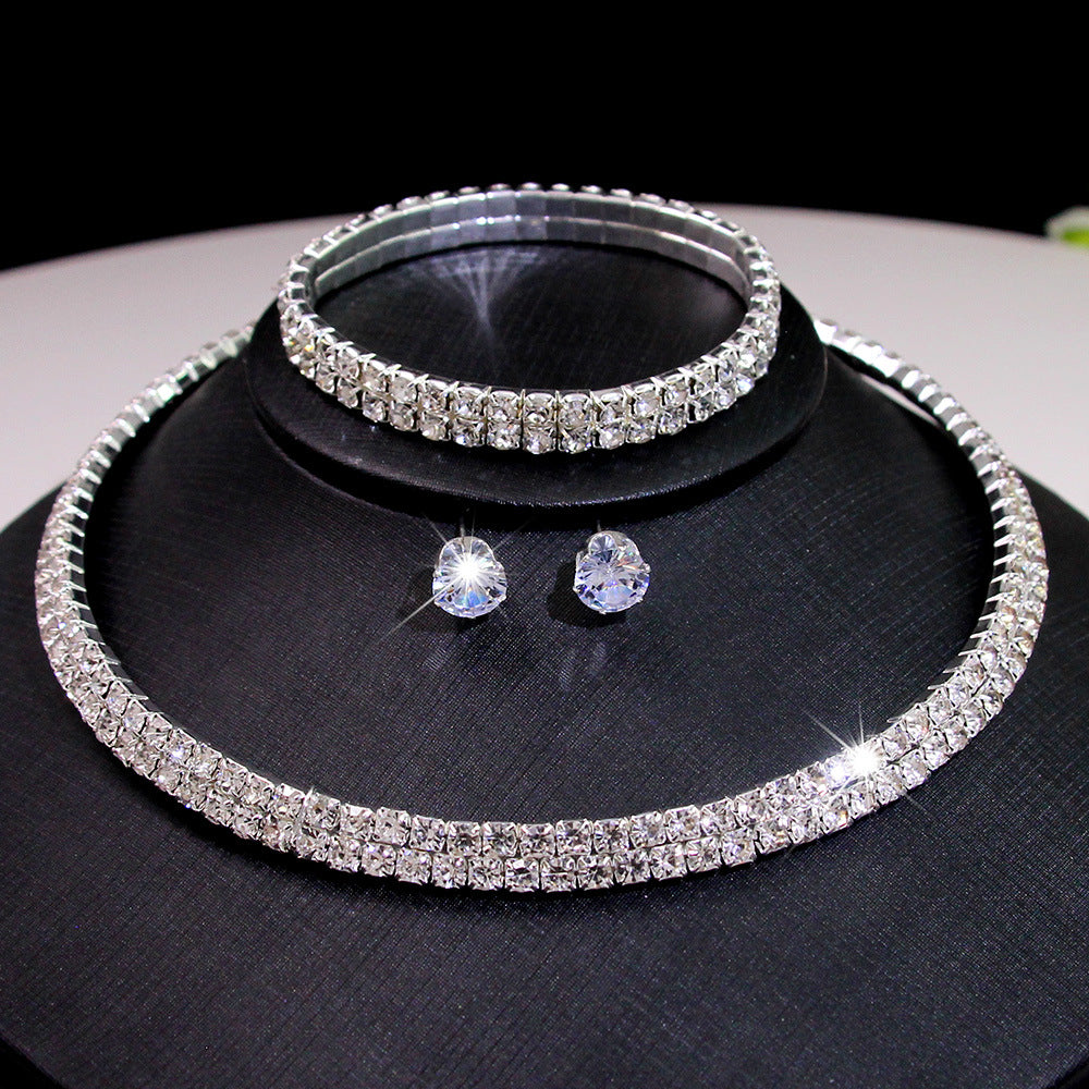 Elegant Lady Streetwear Water Droplets Tassel Heart Shape Copper Alloy Plating Inlay Rhinestones Zircon Women's Earrings Necklace Jewelry Set