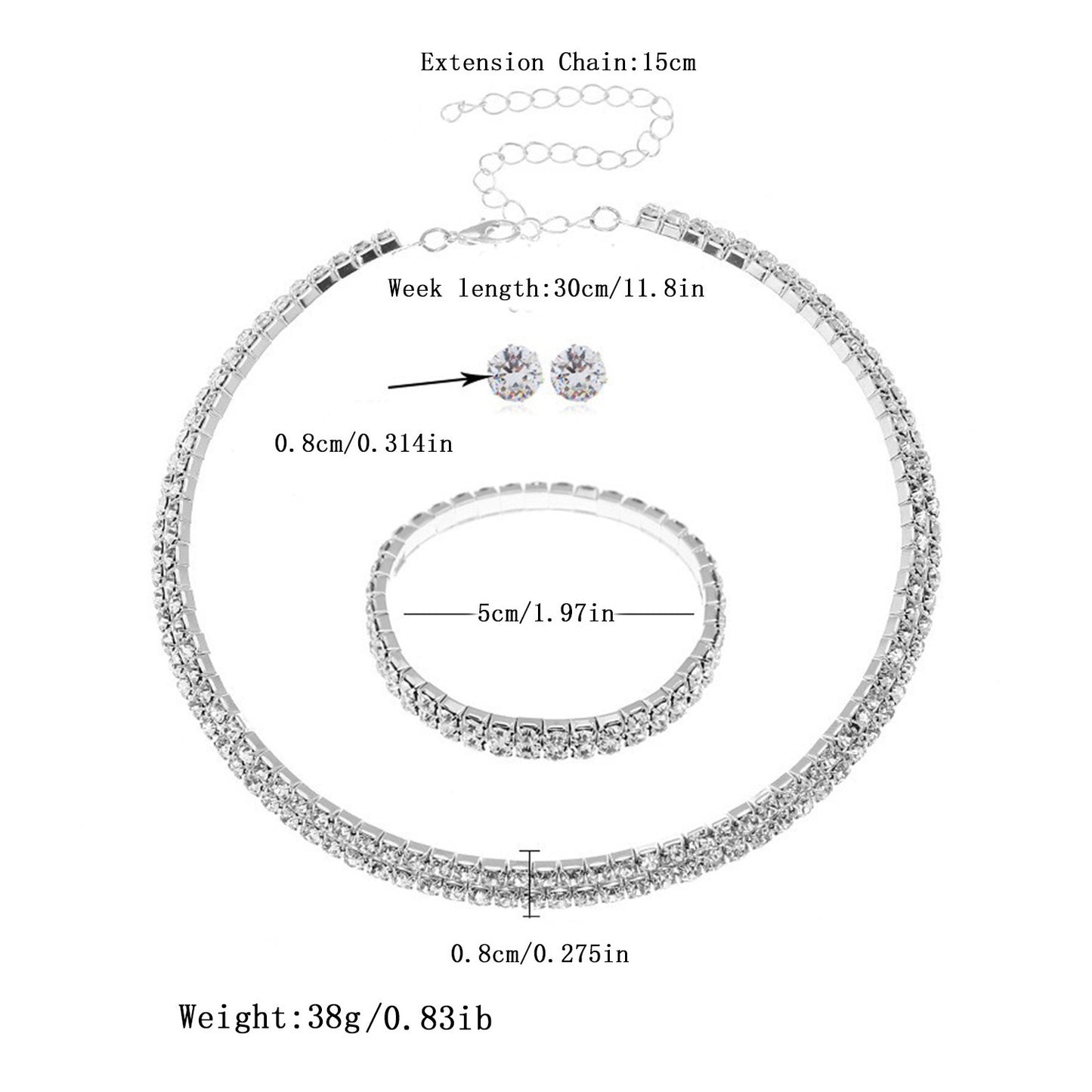 Elegant Lady Streetwear Water Droplets Tassel Heart Shape Copper Alloy Plating Inlay Rhinestones Zircon Women's Earrings Necklace Jewelry Set
