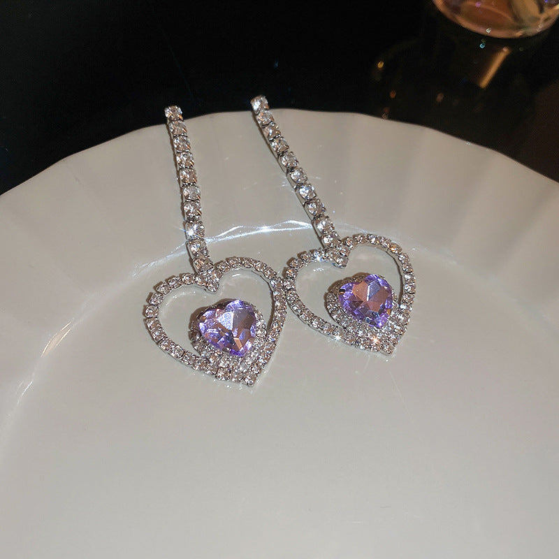 1 pair elegant sweet flower plating inlay alloy rhinestones drop earrings