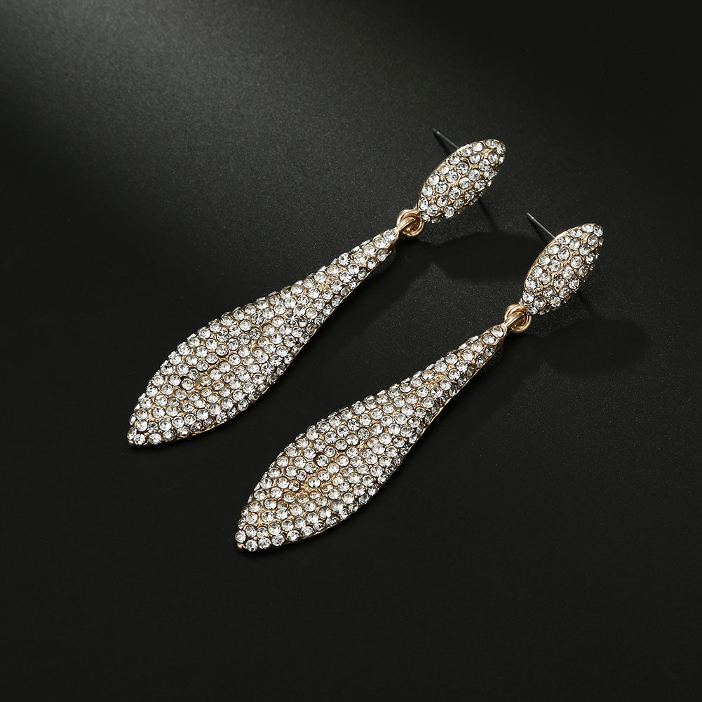1 pair luxurious water droplets plating inlay alloy rhinestones drop earrings