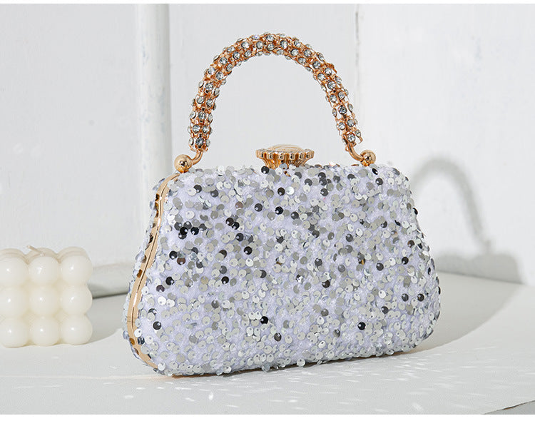 Black Gold Silver Polyester Color Block Square Evening Bags