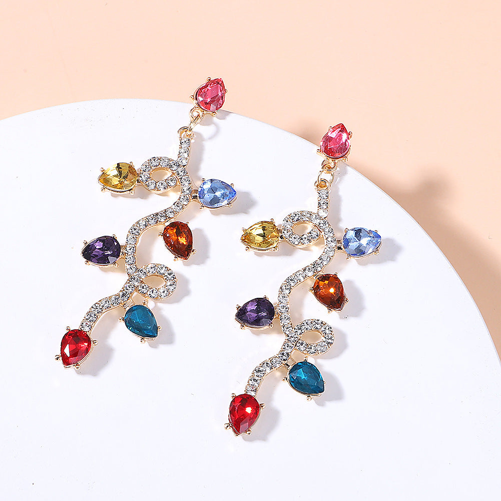 1 pair fashion christmas house christmas tree bow knot inlay alloy rhinestones ear studs