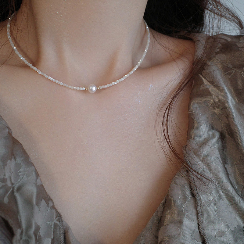 simple style geometric freshwater pearl necklace